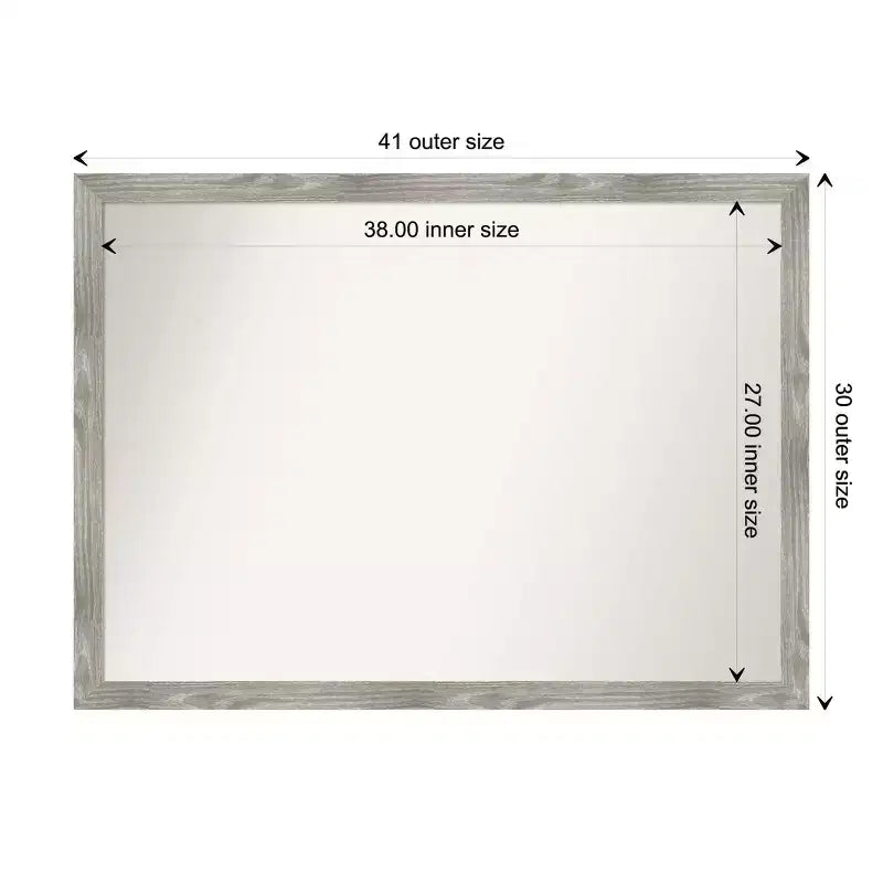 41" x 30" Non-Beveled Dove Square Bathroom Wall Mirror, Gray Wash, Polystyrene Frame, Wall Mounted