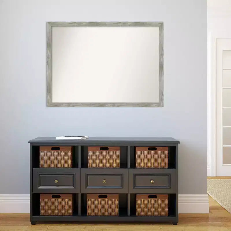 41" x 30" Non-Beveled Dove Square Bathroom Wall Mirror, Gray Wash, Polystyrene Frame, Wall Mounted