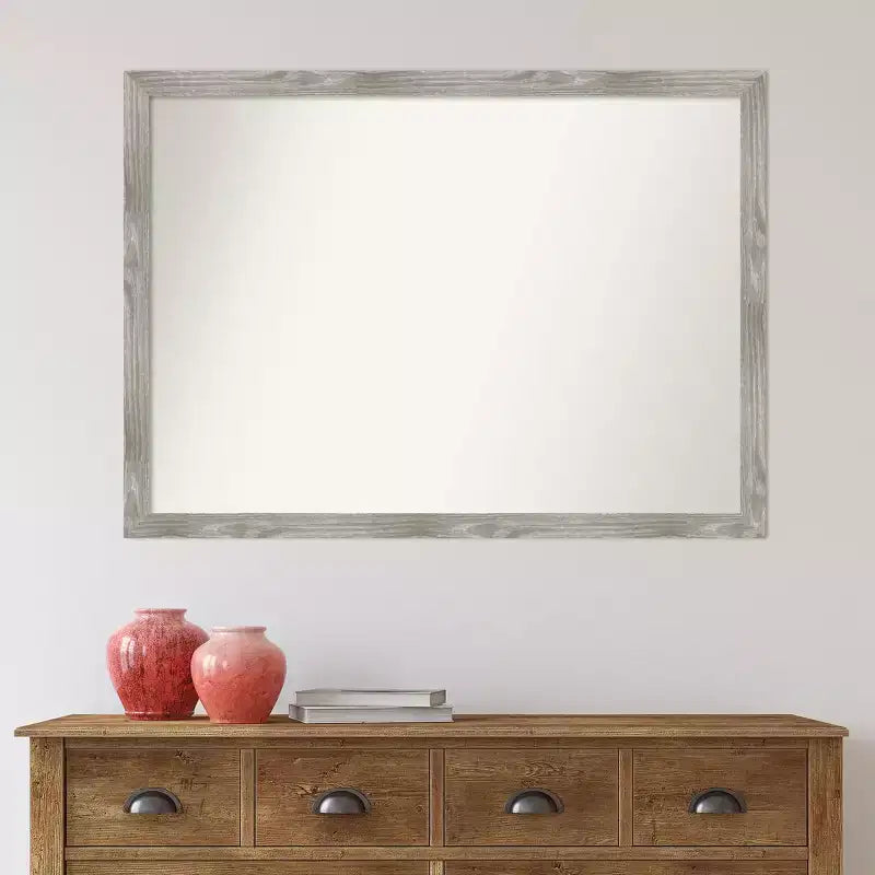 41" x 30" Non-Beveled Dove Square Bathroom Wall Mirror, Gray Wash, Polystyrene Frame, Wall Mounted