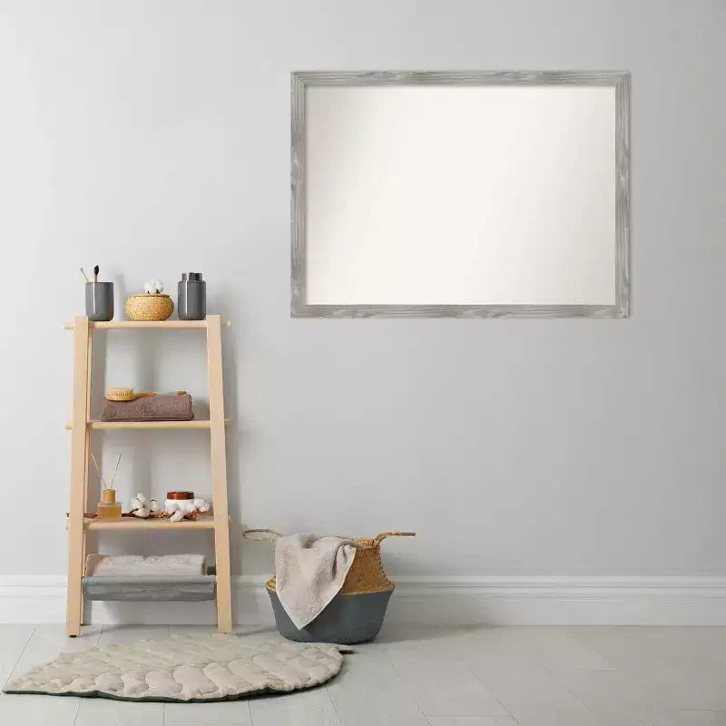 41" x 30" Non-Beveled Dove Square Bathroom Wall Mirror, Gray Wash, Polystyrene Frame, Wall Mounted