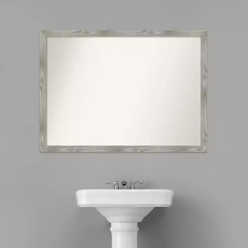 41" x 30" Non-Beveled Dove Square Bathroom Wall Mirror, Gray Wash, Polystyrene Frame, Wall Mounted