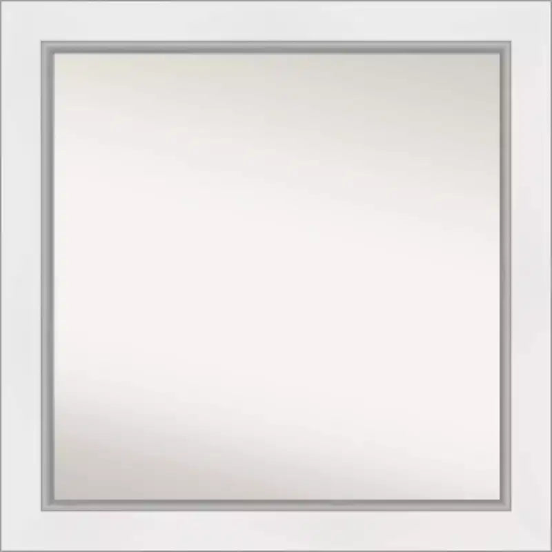 32" x 32" Non-Beveled Eva White Silver Wall Mirror - Amanti Art: Modern Square, Includes Mounting Hardware
