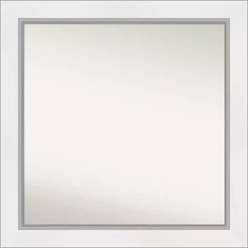 32" x 32" Non-Beveled Eva White Silver Wall Mirror - Amanti Art: Modern Square, Includes Mounting Hardware