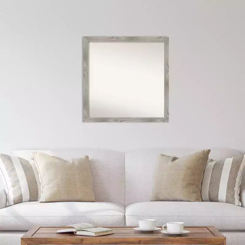 29" x 29" Non-Beveled Dove Gray Wash Square Wall Mirror