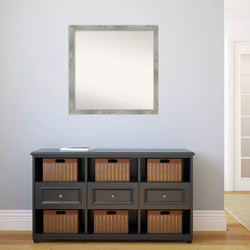 29" x 29" Non-Beveled Dove Gray Wash Square Wall Mirror