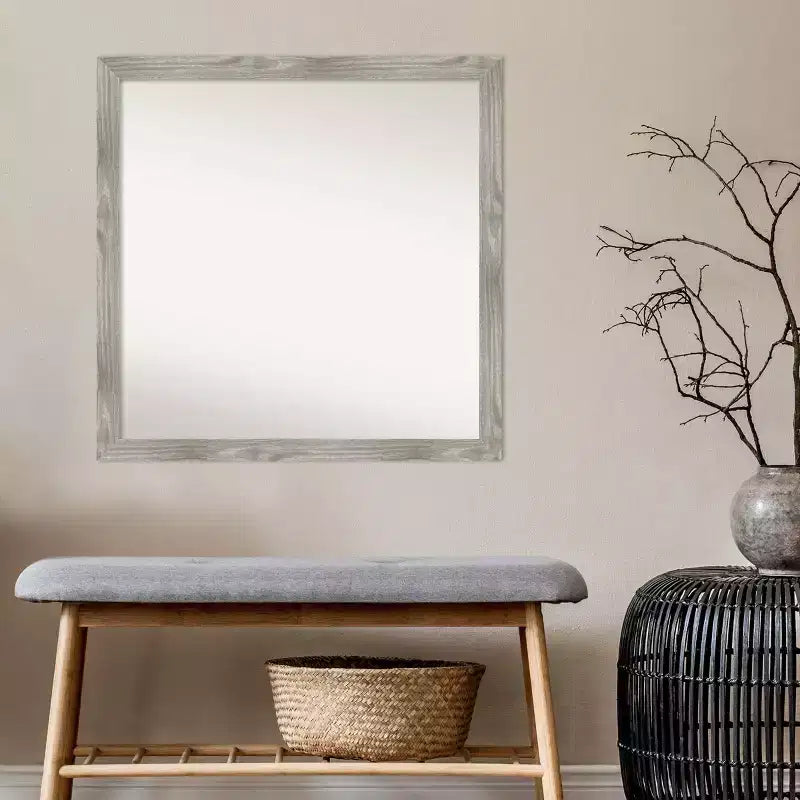 29" x 29" Non-Beveled Dove Gray Wash Square Wall Mirror