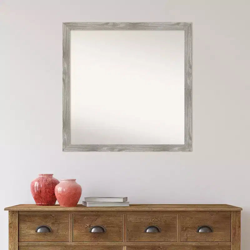 29" x 29" Non-Beveled Dove Gray Wash Square Wall Mirror