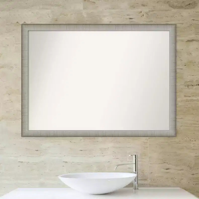 41" x 30" Elegant Narrow Wall Mirror for Bathroom, Pewter Finish, Includes Mounting Hardware
