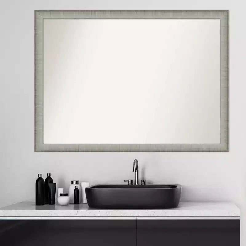 41" x 30" Elegant Narrow Wall Mirror for Bathroom, Pewter Finish, Includes Mounting Hardware