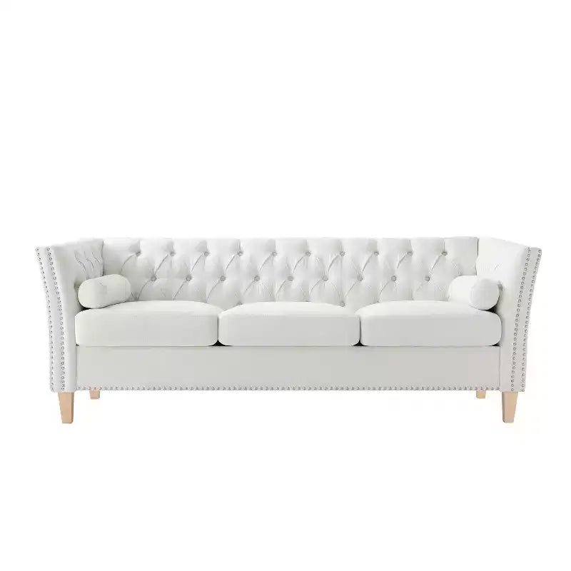 Transitional 79.5" 3-Seater Sofa with Flared Arms and Nailhead Trim