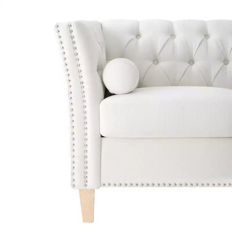 Transitional 79.5" 3-Seater Sofa with Flared Arms and Nailhead Trim