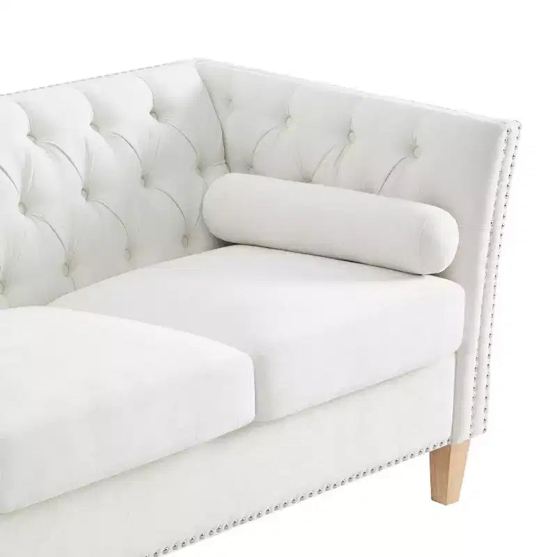 Transitional 79.5" 3-Seater Sofa with Flared Arms and Nailhead Trim