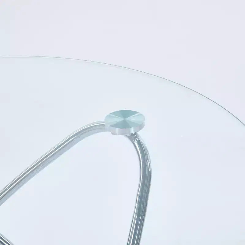 Dining Table with Chrome Metal Leg and Tempered Glass Top, Modern Space-Saving Design for Kitchen or Living Room