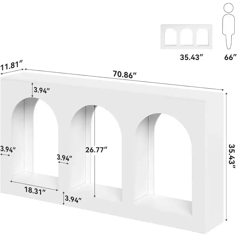 71-Inch Long Narrow Modern White Console Table for Entryway, Living Room, Hallway, Behind Couch, Foyer, Front Door