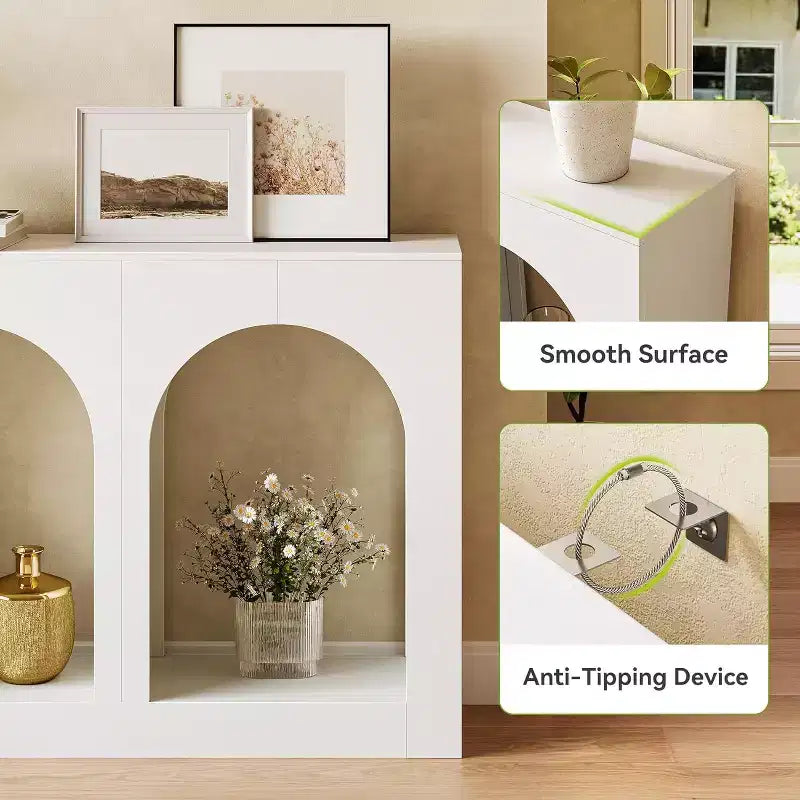 71-Inch Long Narrow Modern White Console Table for Entryway, Living Room, Hallway, Behind Couch, Foyer, Front Door