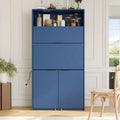Versatile Kitchen Pantry with Hutch, Foldable Workstation and Power Outlet
