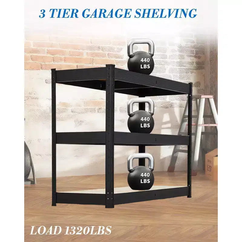 Heavy Duty Garage Shelving Units, 3-Tier Adjustable Storage Shelves, Loads 1320 LBS, Garage Storage Shelving, Metal Storage Utility Rack Shelf