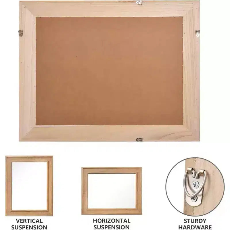 Rattan Rectangle Solid Wood Frame Decorative Mirror,For Farmhouse,Bathroom,Home Decor,Entryway