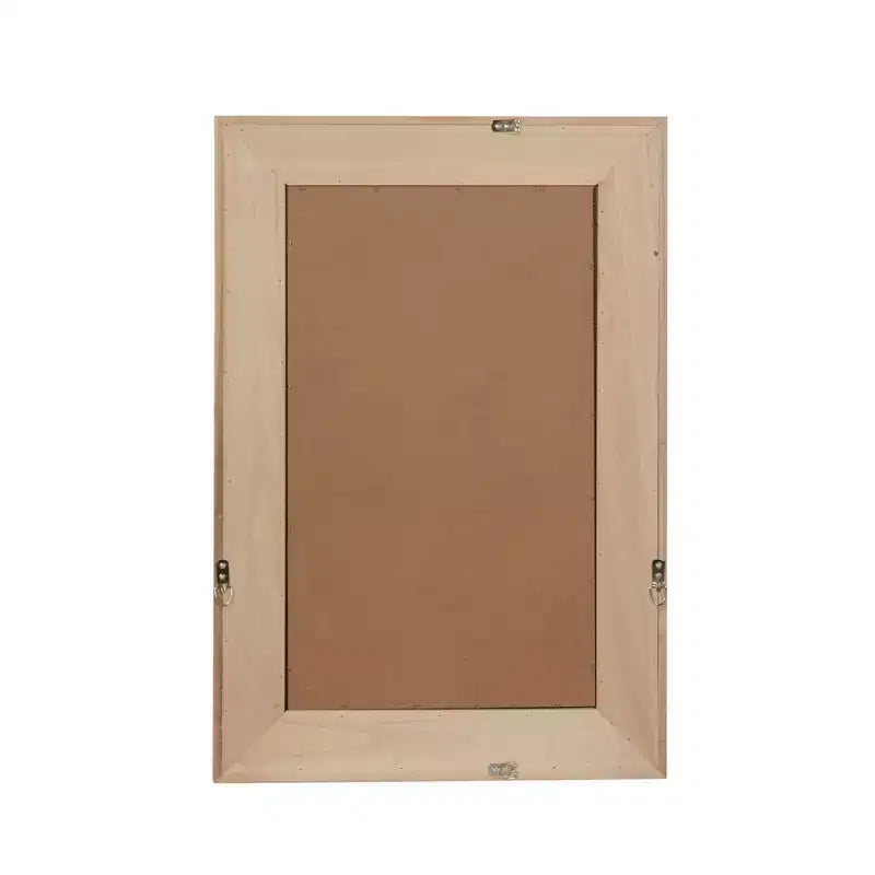 Rattan Rectangle Solid Wood Frame Decorative Mirror,For Farmhouse,Bathroom,Home Decor,Entryway