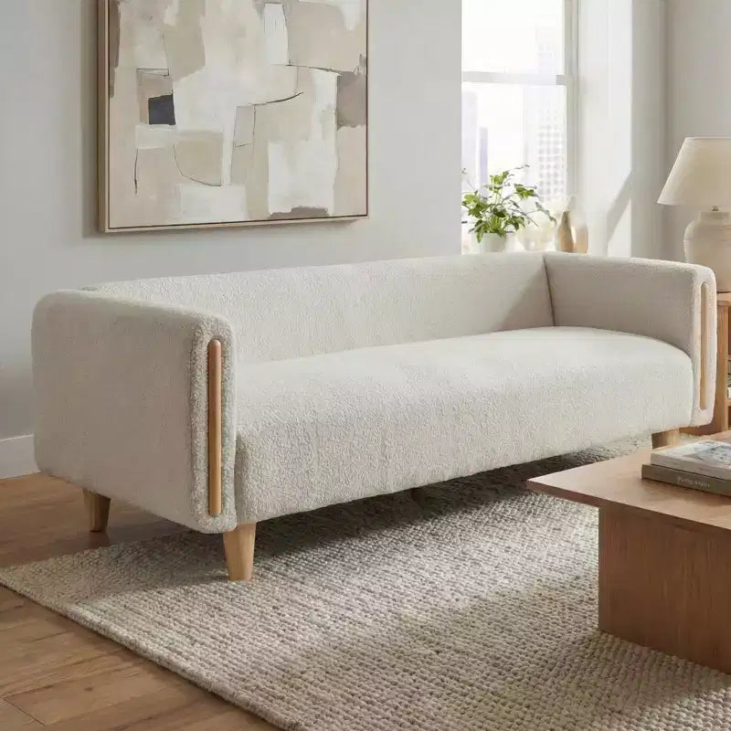78.7" Modern Rubberwood Boucle Upholstered 3-Seater Sofa