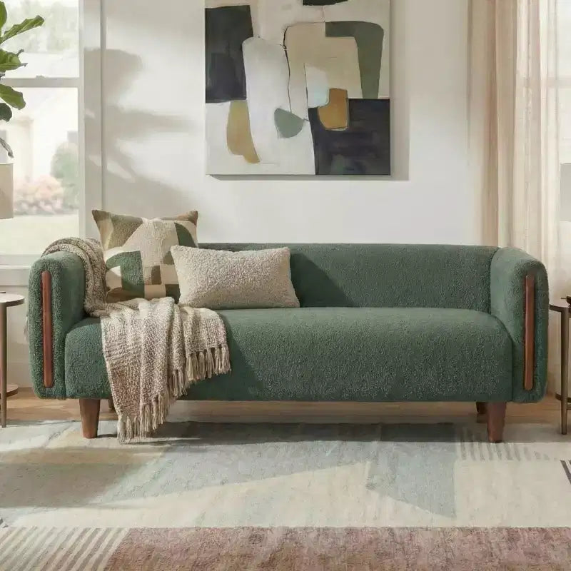 78.7" Modern Rubberwood Boucle Upholstered 3-Seater Sofa
