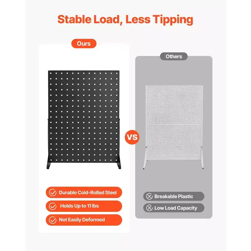 Pegboard Display Stand, Tabletop Accessories Rack Organizer, Thickened Cold-Rolled Steel Peg Board Panel, Black, 4PCS