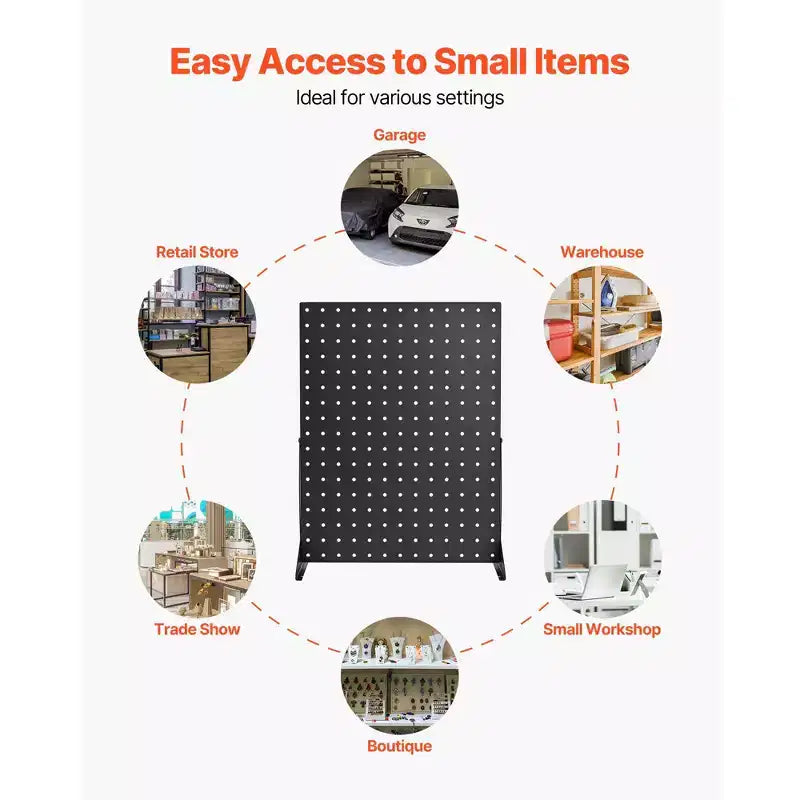 Pegboard Display Stand, Tabletop Accessories Rack Organizer, Thickened Cold-Rolled Steel Peg Board Panel, Black, 4PCS