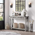 Table d'entrée avec tiroirs en rotin, console en bois de 109 cm pour entrée, table d'appoint avec rangement pour salon, couloir, hall d'entrée