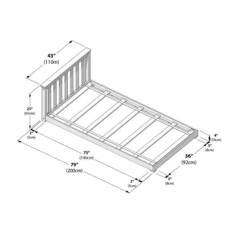 Classic Twin Floor Bed + Floating Headboard for Bunks, Twin 945 x 535mm (2 Pack)