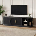 Roy Farmhouse Wooden TV Stand with Sliding Tambour Door and Adjustable Storage