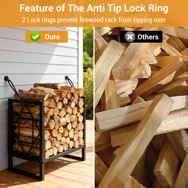 Heavy Duty Firewood Rack 17.5 Inch Metal Log Holder Indoor Outdoor Decorative Wood Storage Organizer for Fireplace Patio Deck Fire Pit BBQ