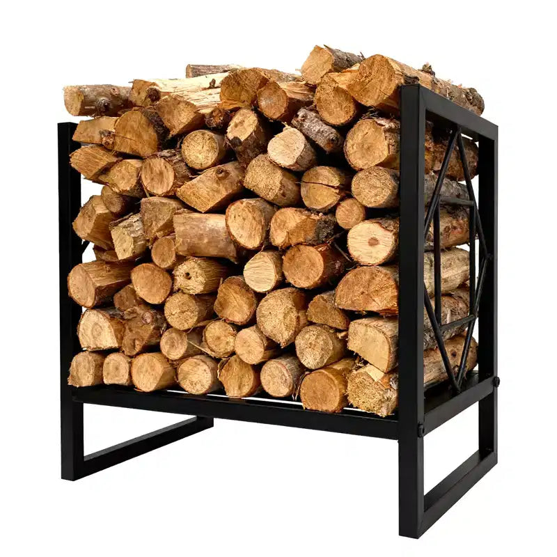 Heavy Duty Firewood Rack 17.5 Inch Metal Log Holder Indoor Outdoor Decorative Wood Storage Organizer for Fireplace Patio Deck Fire Pit BBQ