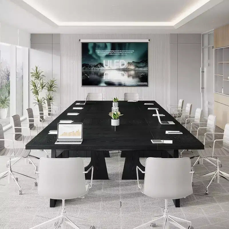 70.9-Inch Conference Table for 6-8 People, Modern Rectangular Office Meeting Desk, Black