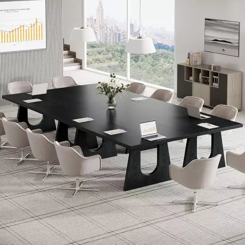 70.9-Inch Conference Table for 6-8 People, Modern Rectangular Office Meeting Desk, Black