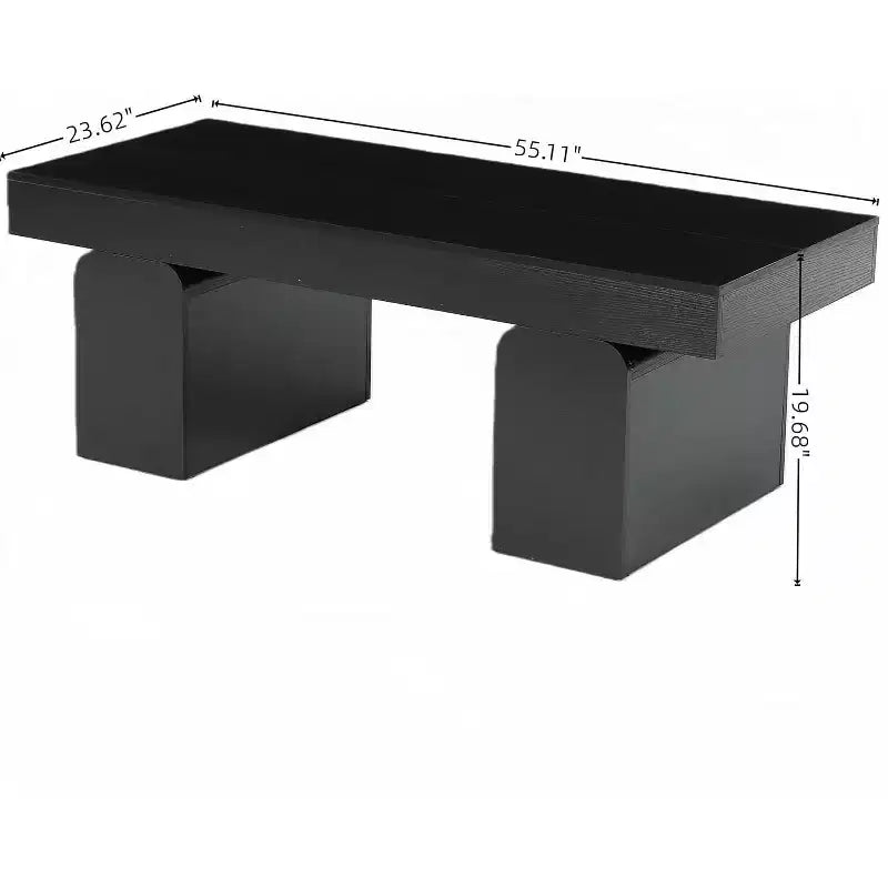 Rectangle Coffee Table, 55" Wood Accent Center Table with Thickened Legs & Tabletop, Modern Low Cocktail Tea Furniture for Living Room