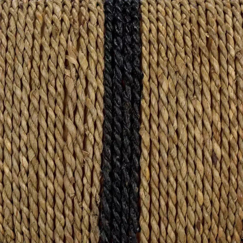 Woven Seagrass Ottoman, Natural/Black