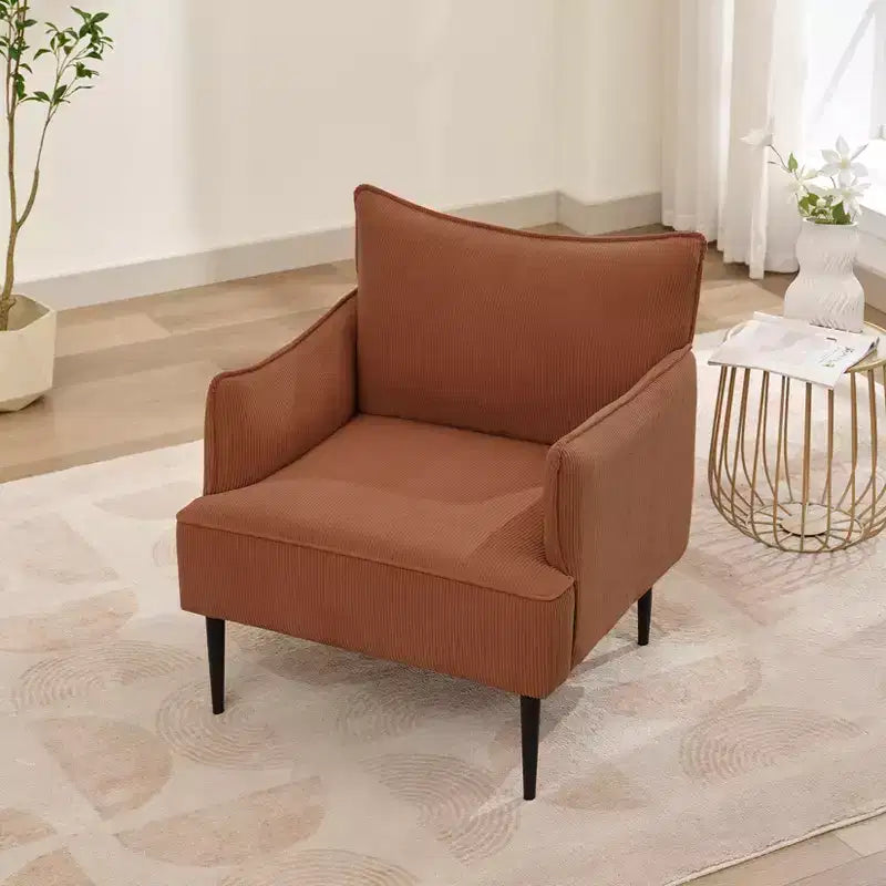 Mid Century Accent Chair, Living Room Chair Armchair Fabric Modern Sofa Small Couch with Two Arms and Metal Legs for Bedroom, Office, Study Room
