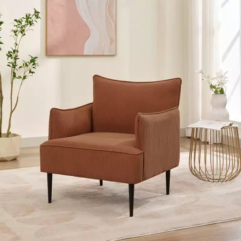 Mid Century Accent Chair, Living Room Chair Armchair Fabric Modern Sofa Small Couch with Two Arms and Metal Legs for Bedroom, Office, Study Room