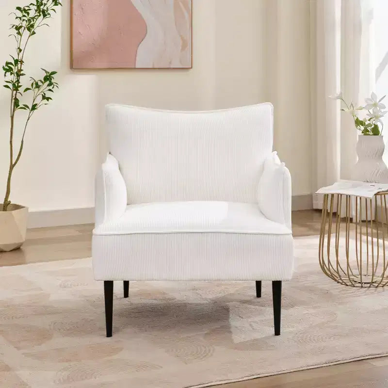 Mid Century Accent Chair, Living Room Chair Armchair Fabric Modern Sofa Small Couch with Two Arms and Metal Legs for Bedroom, Office, Study Room