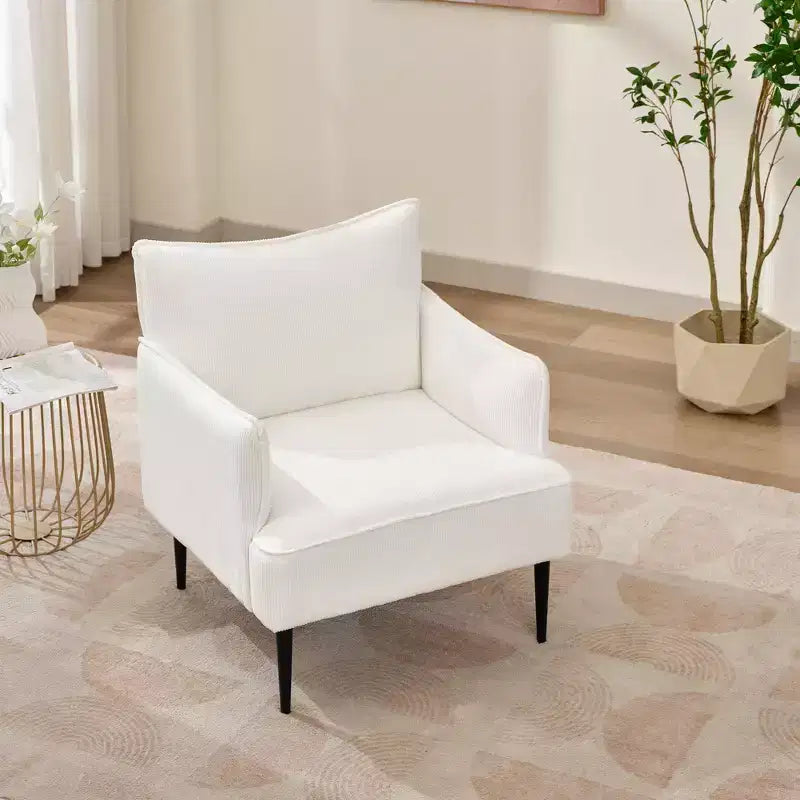 Mid Century Accent Chair, Living Room Chair Armchair Fabric Modern Sofa Small Couch with Two Arms and Metal Legs for Bedroom, Office, Study Room