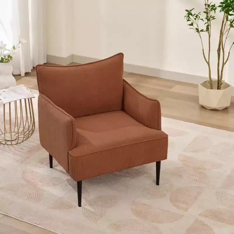 Mid Century Accent Chair, Living Room Chair Armchair Fabric Modern Sofa Small Couch with Two Arms and Metal Legs for Bedroom, Office, Study Room