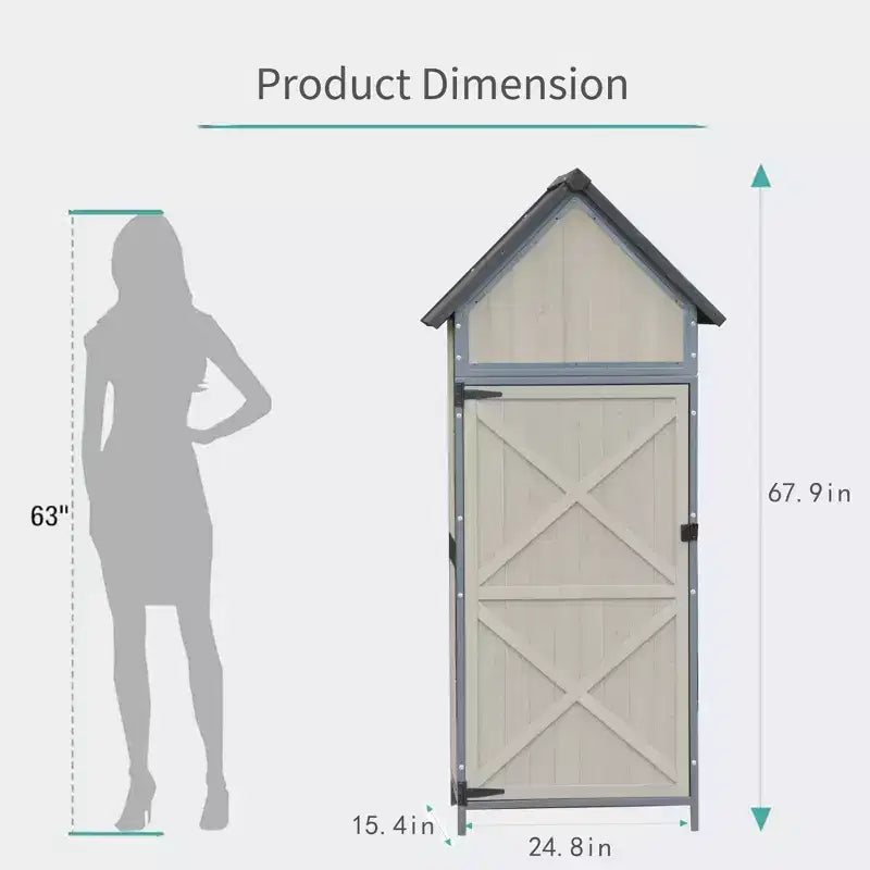 5 x 2 FT Outdoor Storage cabinet, Lockable Wooden Garden Shed with Metal Frame and Adjustable Shelves, Large Capacity Storage House for Patio