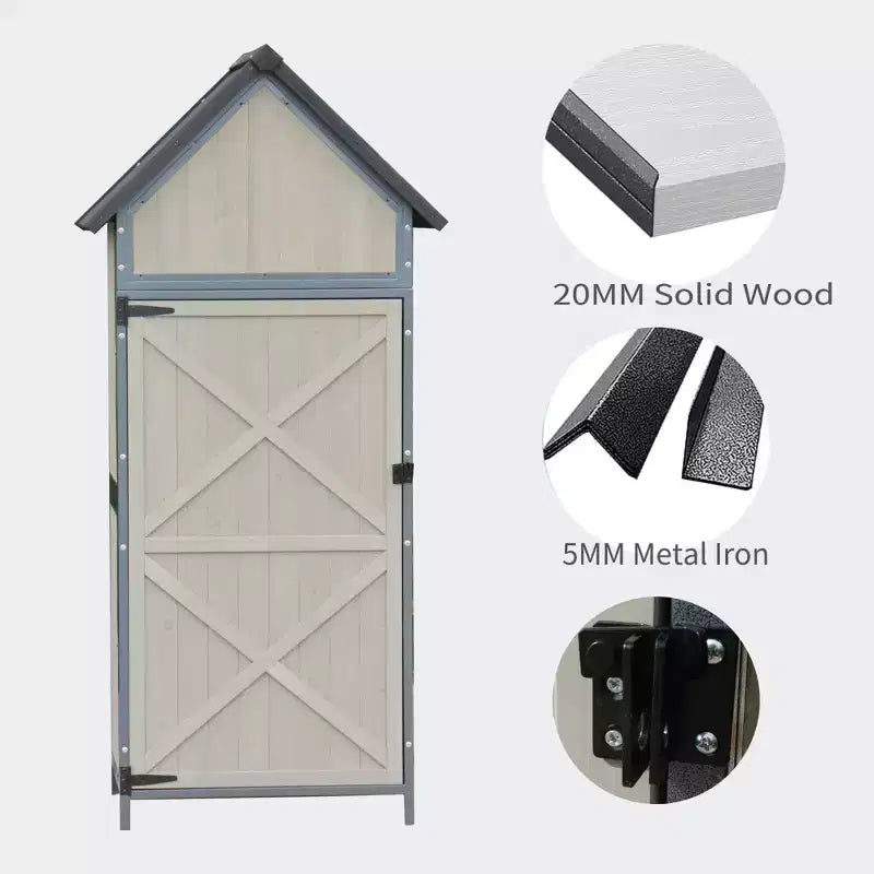 5 x 2 FT Outdoor Storage cabinet, Lockable Wooden Garden Shed with Metal Frame and Adjustable Shelves, Large Capacity Storage House for Patio