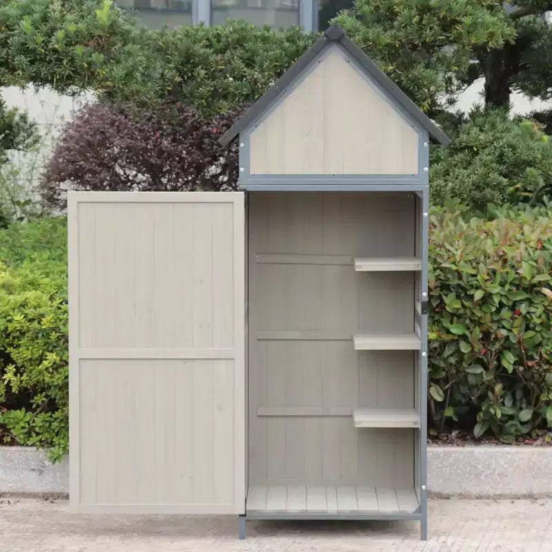 5 x 2 FT Outdoor Storage cabinet, Lockable Wooden Garden Shed with Metal Frame and Adjustable Shelves, Large Capacity Storage House for Patio