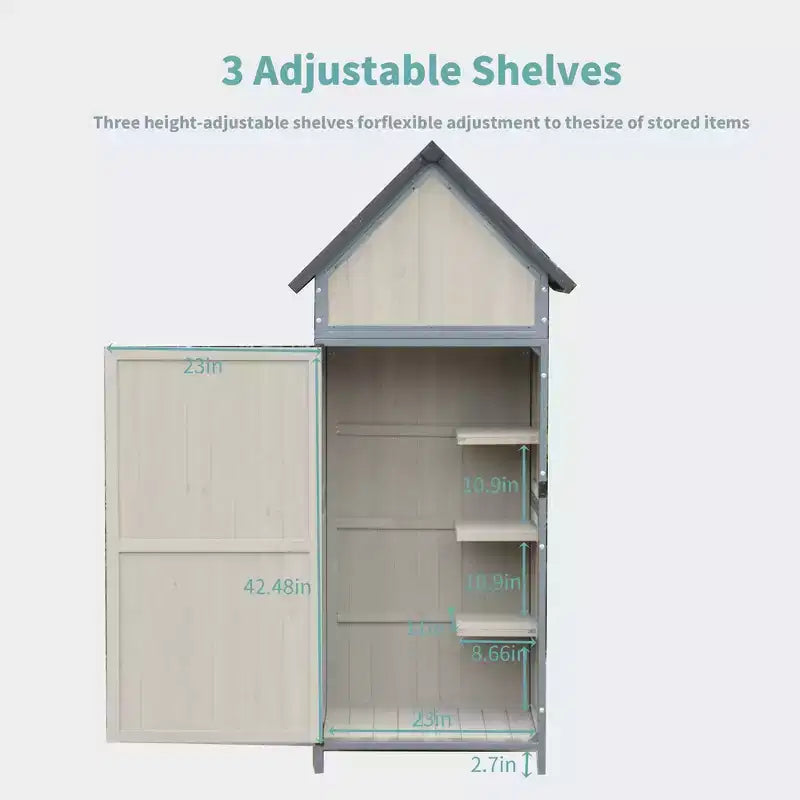 5 x 2 FT Outdoor Storage cabinet, Lockable Wooden Garden Shed with Metal Frame and Adjustable Shelves, Large Capacity Storage House for Patio