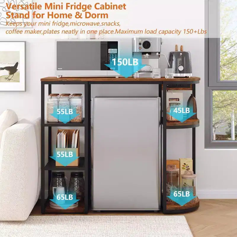 Mini Fridge Stand with Storage Shelf