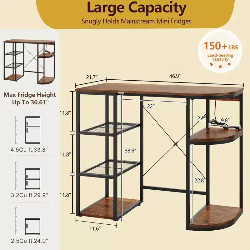 Mini Fridge Stand with Storage Shelf