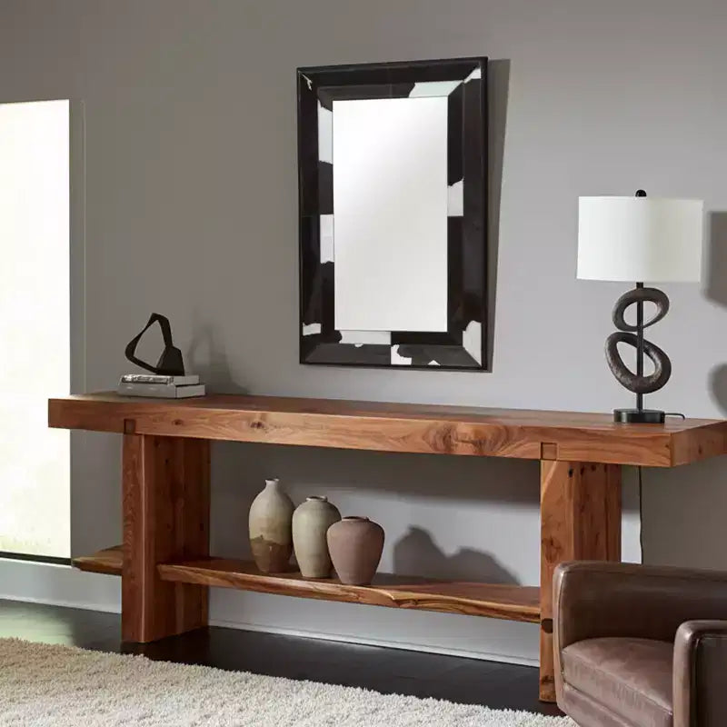 Modern Full Length Mirror with Cow Print Frame - Wall Mirrors Decorative for Bathroom, Bedroom Decor, Living Room or Hallway - 23, Brown & White