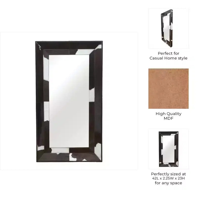 Modern Full Length Mirror with Cow Print Frame - Wall Mirrors Decorative for Bathroom, Bedroom Decor, Living Room or Hallway - 23, Brown & White