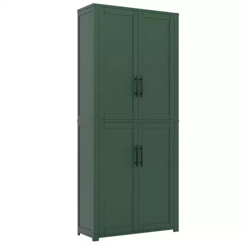 Kitchen Pantry Cabinet, Freestanding Food Storage Cabinet with 4 Doors & Adjustable Shelves, Floor Utility Storage Organizer